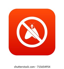 No moth sign icon digital red for any design isolated on white vector illustration