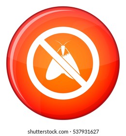 No moth sign icon in red circle isolated on white background vector illustration