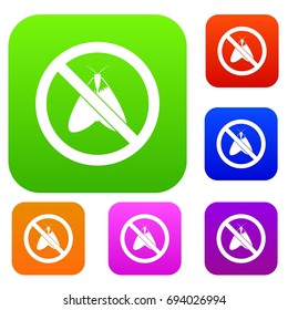 No moth sign set icon in different colors isolated vector illustration. Premium collection