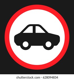 No motor and car flat icon, Traffic and road sign, vector graphics, a solid pattern on a black background, eps 10.