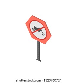 No motorcycle isometric icon. Element of color isometric road sign icon. Premium quality graphic design icon. Signs and symbols collection icon