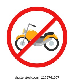 No Motorcycle Sign on White Background