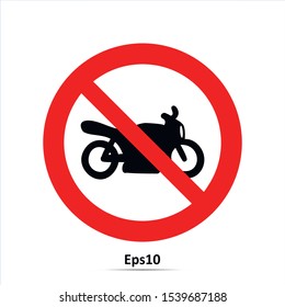 No Motorcycle sign or No Parking Sign on gray background, vector illustration. Red prohibition sign. Stop symbol.