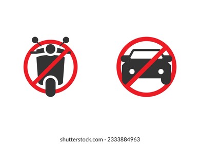 No motorcycle and vehicle icon vector