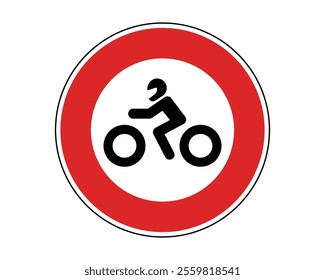 No Motorcycles Allowed Sign Vector Indicating Prohibition for Motorcycles, Perfect for Road Safety and Traffic Management, High-Quality Vector Stock Image