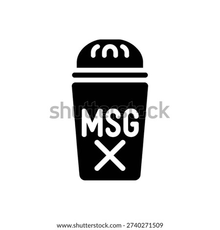 No msg icon, food additive shaker, symbol, isolated white background