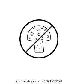 No Mushroom icon. Simple thin line, outline vector of ban, prohibition, forbid icons for UI and UX, website or mobile application