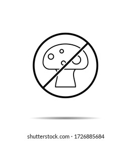 No mushroom icon. Simple thin line, outline vector of autumn ban, prohibition, embargo, interdict, forbiddance icons for ui and ux, website or mobile application