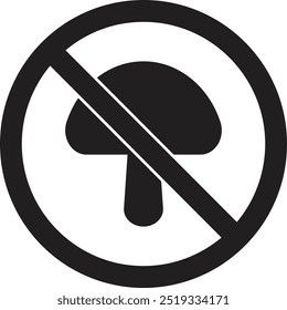 No mushroom sign isolated on white background . Mushroom not allowed sign . Vector illustration