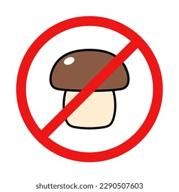 No Mushroom Sign on White Background