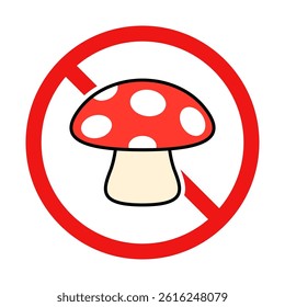 No Mushroom Sign on White Background