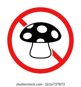 No Mushroom Sign on White Background
