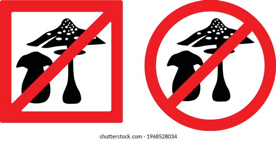 No mushrooms sign, silhouette image. Vector illustration.