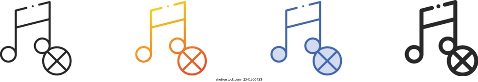 no music icon.Thin Linear, Gradient, Blue Stroke and bold Style Design Isolated On White Background