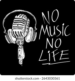 No Music No Life, quotes doodle vector