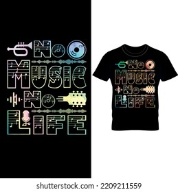  NO MUSIC NO LIFE – Music T-shirt Design, Water colour Musician T-Shirts,Music Slogan Shirt,Music T-Shirt,Music Lover Shirt.