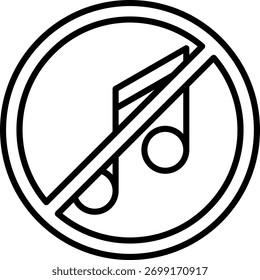 Sin música Línea Vector Icon Design
