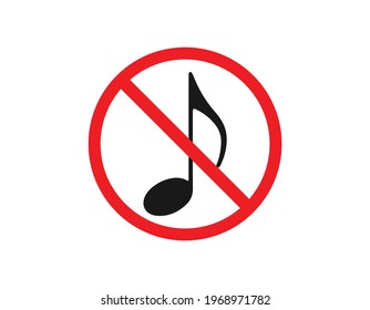 No music note raster icon. Flat No music note symbol is isolated on a white background.