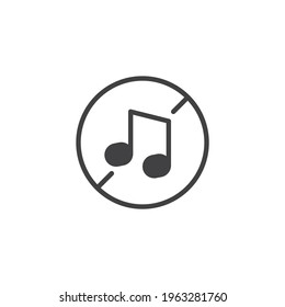 No music, prohibition sign vector icon. filled flat sign for mobile concept and web design. Stop music glyph icon. Symbol, logo illustration. Vector graphics