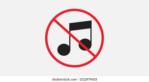 No music sign, vector illustration. No music, prohibition sign