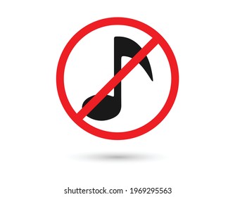No Music Sign, Vector Illustration, Isolated On White Background Label. EPS 10