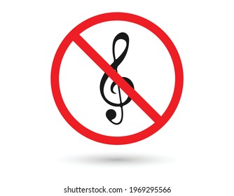 No Music Sign, Vector Illustration, Isolated On White Background Label. EPS 10
