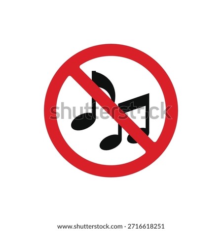 No music symbol template vector illustration, silent zone sign, audio off, icon mute alert graphic sound forbidden