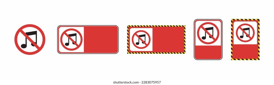  No music, vector and background prohibition sign 