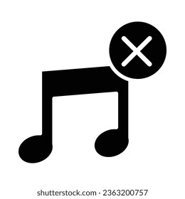 No Music Vector Glyph Icon For Personal And Commercial Use.
