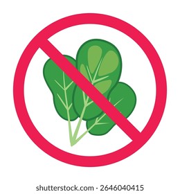 Nenhum sinal de vegetal verde mostarda, ícone verde mostarda proibido, nenhum sinal de vegetação verde folhosa, vegetal com símbolo de círculo vermelho cruzado, ícone de planta de mostarda verde proibida