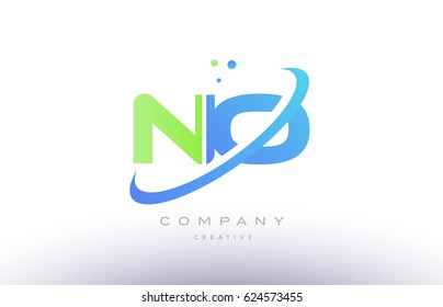 no n o alphabet green blue swoosh letter company logo vector icon design template