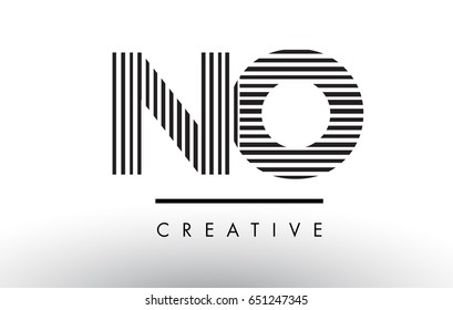 NO N O Black and White Letter Logo Design with Vertical and Horizontal Lines.