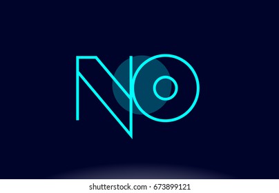 no n o blue line circle letter logo alphabet creative company vector icon design template