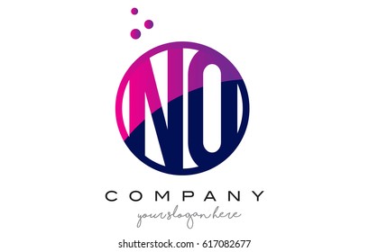 NO N O Circle Letter Logo Design with Purple Magenta Dots Bubbles Vector Illustration