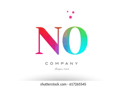 NO N O creative rainbow colors colored artistic alphabet company letter logo design vector icon template