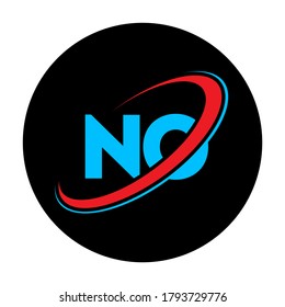 NO N O letter logo design. Initial letter NO linked circle uppercase monogram logo red and blue. NO logo, N O design. no, n o