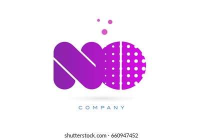 no n o pink dots dotted letter logo alphabet creative company vector icon design template