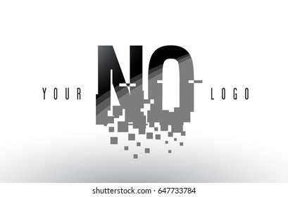NO N O Pixel Letter Logo with Digital Shattered Black Squares. Creative Letters Vector Illustration.