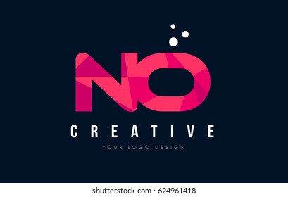NO N O Purple Letter Logo Design with Low Poly Pink Triangles Concept