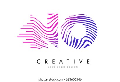 NO N O Zebra Letter Logo Design with Black and White Stripes Vector