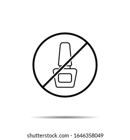 No nail polish icon. Simple thin line, outline vector of beauty ban, prohibition, forbiddance icons for ui and ux, website or mobile application