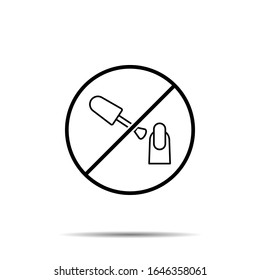 No nail, varnish icon. Simple thin line, outline vector of beauty ban, prohibition, forbiddance icons for ui and ux, website or mobile application