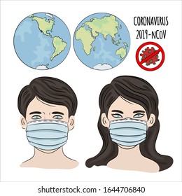 NO NCOV Coronavirus Health Earth Human Dangerous Epidemic Set