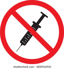 No needles warning sign. It indicates to prevent injury from sharp objects. Medical wastage symbols.
