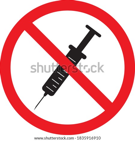 No needles warning sign. It indicates to prevent injury from sharp objects. Medical wastage symbols.
