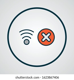 No network icon colored line symbol. Premium quality isolated stop wifi element in trendy style.
