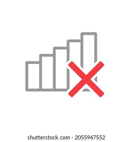 No network signa icon. No internet connection. Signal lost, disabled, problem sign symbol concept. Illustration vector