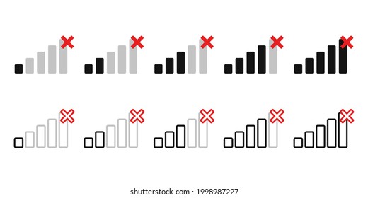 No network signal. No internet connection. Signal lost, disabled, problem sign symbol concept. Illustration vector