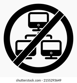 No network. There is no connection with the computer. There is no connection to the server. The network is missing. Vector icon.