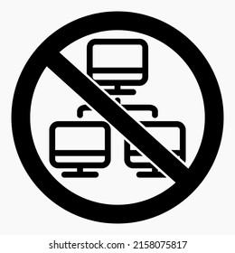 No network. There is no connection with the computer. There is no connection to the server. The network is missing. Vector icon.
